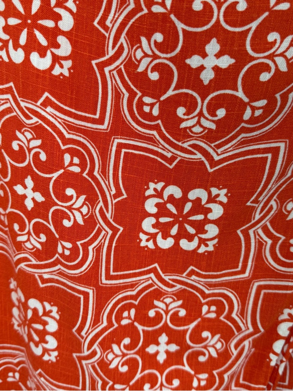 Ann Taylor Orange and White Geometric Tie-Waist Pencil Skirt - Picture 6 of 10